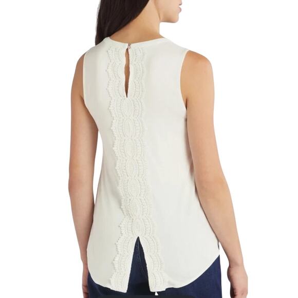 Daniel Rainn (M) Quin Keyhole Crochet Top - Stitch Fix Mixed Material Blouse - Picture 6 of 13